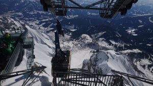 Jízda na střeše kabiny na Dachstein